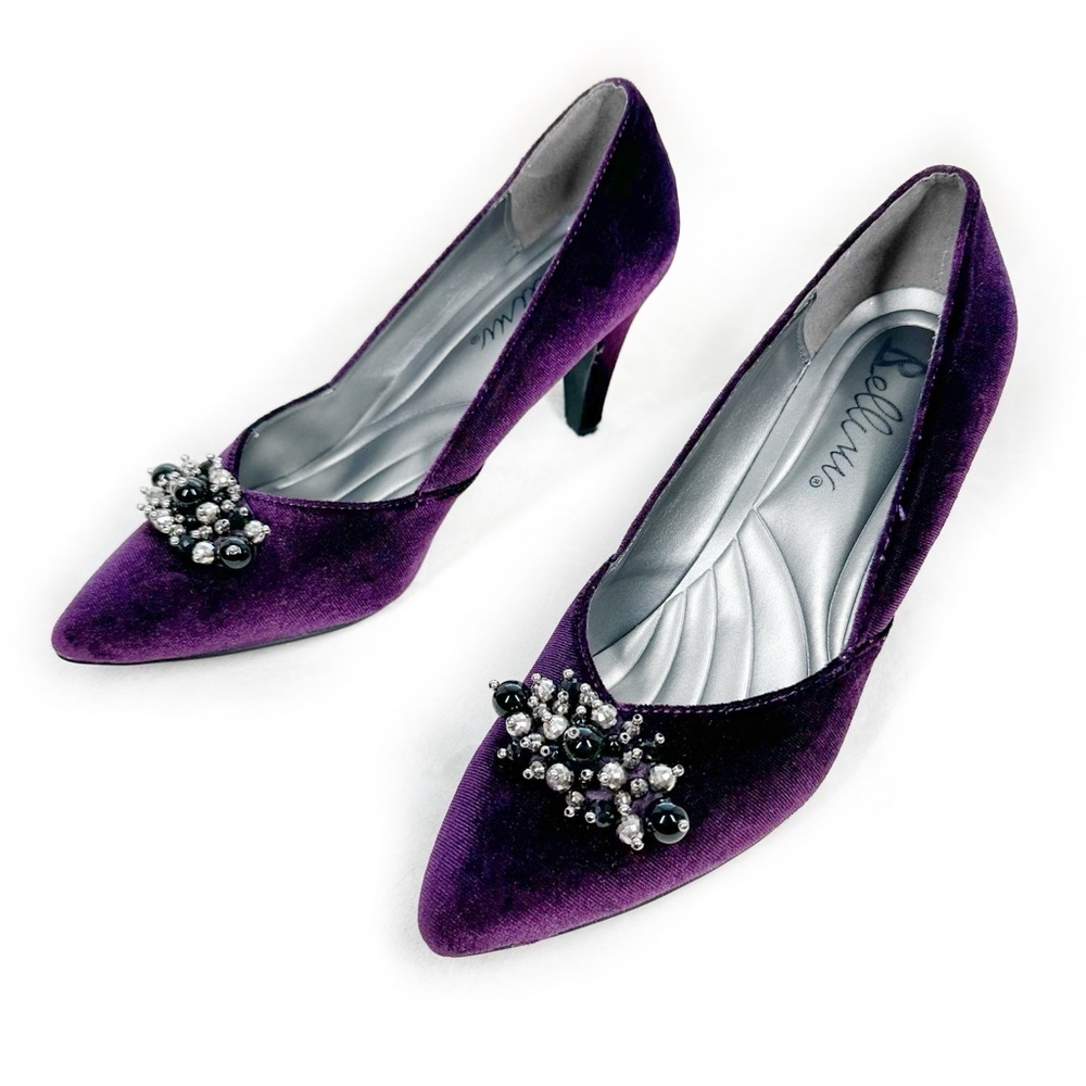 Purple velvet bejeweled pump size 10WIDE